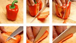 Как правильно порезать перец - видео урок Как порезать перец дольками